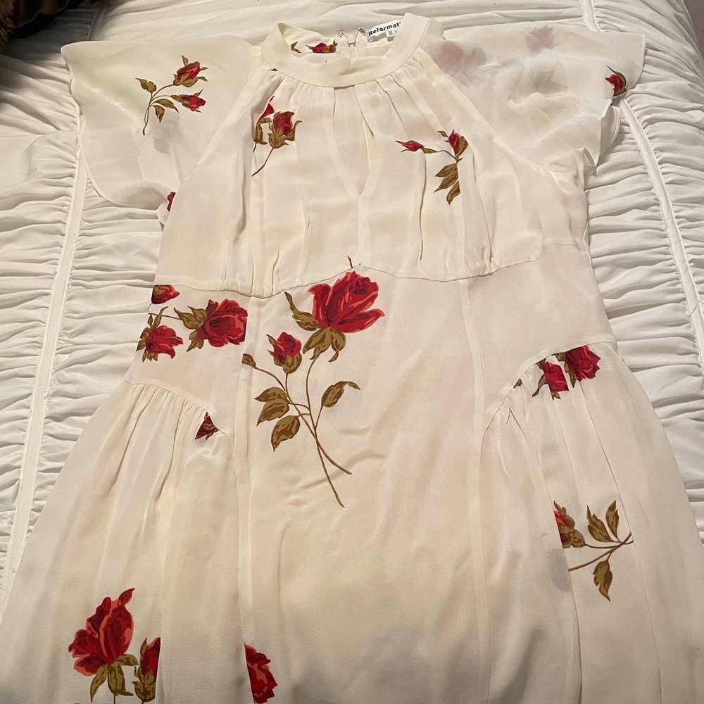 Reformation Vaeda Dress in American Beauty - Size 10 - Picture 3 of 7